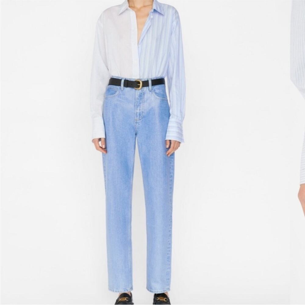 NWT FRAME Le High N Tight Straight Coated Light Wash‎ Jeans